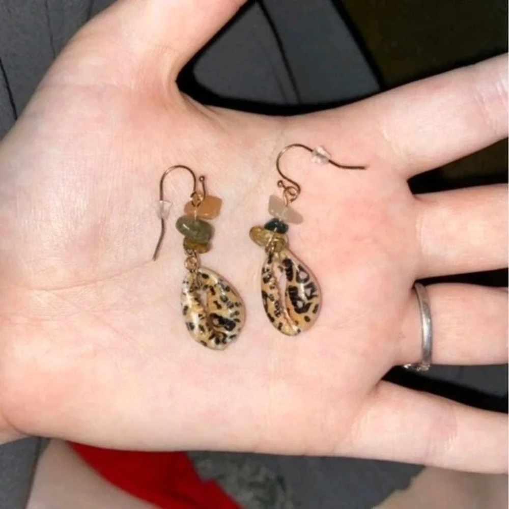 Boho Cowrie Shell Beaded Dangle Earrings Boho Beach Coastal tropical vacation